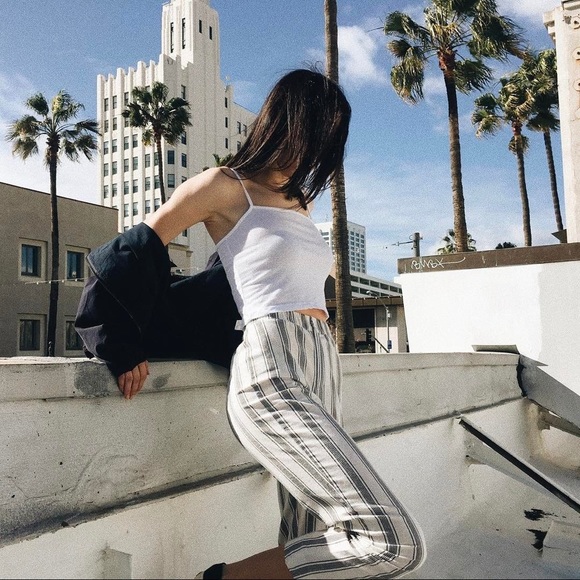 Brandy Melville Pants - White gray stripe Tilden pants
